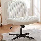 DUMOS Criss Cross Chairs, Armless Office Desk No Wheels Swivel Padded Wide Seat Modern Height Adjustable Mid Back Task Vanity Seating for Home Office Bedroom Computer