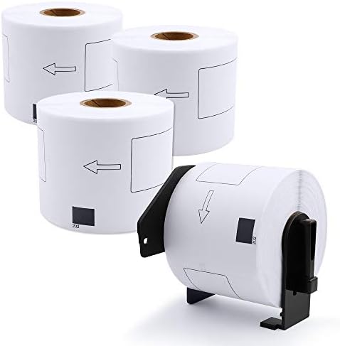 COLORWING Shipping Labels Relace for Brother DK-1202 (2-3/7" x 4") Die-Cut White Paper Label, for Brother QL Printers QL-820NWB QL-700, 62mm x 100mm, 4 Rolls + 1 Frame