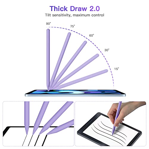 Stylus Pen 2nd Generation with Magnetic Wireless Charging, Stylus Pen, Smart Pen Compatible with iPad Pro 11 in 1/2/3/4, iPad Pro 12.9 in 3/4/5/6, iPad Air 4/5, iPad mini 6, Purple
