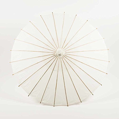 Luna Bazaar 32-Inch White Paper Parasol Umbrella (4-Pack) - Chinese/Japanese Paper Umbrella