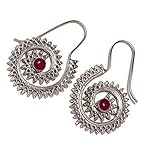 Pendientes colgantes de cabujón de turmalina rosa natural con piedras preciosas redondas grabadas a mano con gancho para brotes, joyería de piedra rosa, regalo para ella