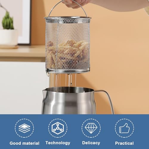 Miniatura 3 de Olla De Acero Inoxidable 2 Litros Para Freír Con Colador, Asa Y Tapa - Para Cocinar, Hornear, Almacenamiento, Compatible Con Cocina De Inducción, Plata