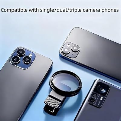52 mm Polarized Smartphone Lens, Polarized Camera Lens Filter, Clip on Magnetic Camera Lens Attachment Kit, Universal Circular Polarizer for iPhone/Android (2Pcs)