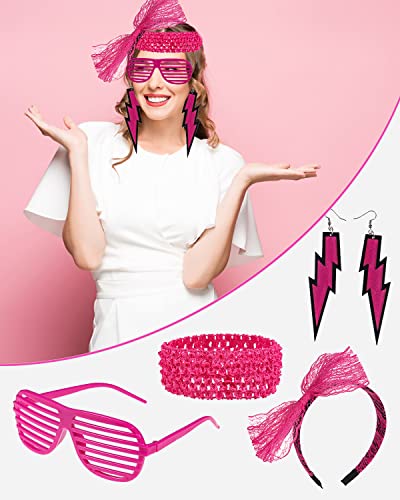 Accesorios de Traje de Vestido Mujer y Niña,Tutu, Guantes de Rejilla, Calentadores de Pierna,Pulsera para Años 80 Disfraces Fiestas Neon, Party Cosplay - imagen 5