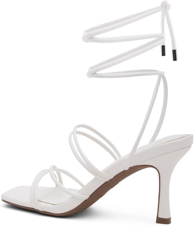 Shoe Land Women's Strappy Heels – Square Open Toe Lace-Up Heeled Sandals with Adjustable Ankle Wrap, Comfy 3-Inch Stiletto Dressy Evening High Heels for Wedding & Party - Image 5