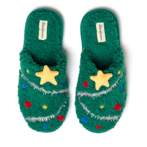 Dearfoams Unisex Ugly Sweater Closed Toe Scuff Slipper, Tree, 5-6 US Women