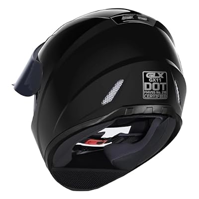 GLX GX11 Compact Motorcycle Helmet - Black, Small - Full Face w/ Tinted Visor, DOT Approved