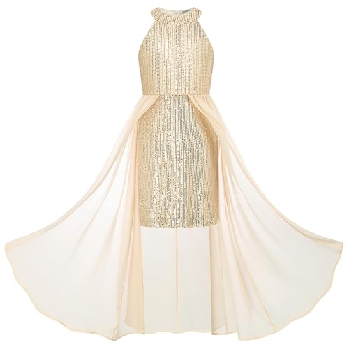 GRACE KARIN Girls Halter Neck Sequin Dress 6-14Y Kids Fancy Formal Party Christmas Sparkly Pageant Birthday Dresses