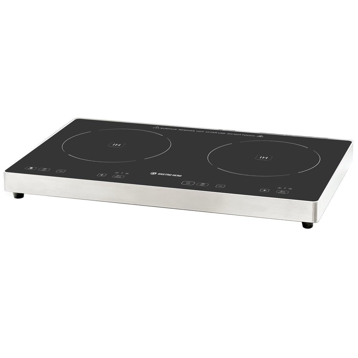 GastroHero Doppel Induktionskochfeld ECO 3500 W Induktionsplatte 2 Kochzonen Touch Kochfeld Edelstahl Glas Induktionsherd Timer 60–240 °C Gastro Catering Küche