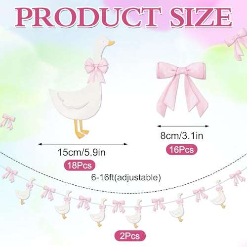 Image of TaoBary Pink 2 Set Bow Silly Goose Birthday Banner Silly Goose Party Decoration for Farm Animal Baby Shower Birthday Party Decorations
