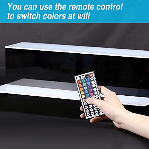 Image of MESAlLUP Acrylic 20 Inch 2 Tier LED Liquor Bottle Display Shelf, Lighted Bar Shelves with APP or Remote Control, Mulit Color Lighting for Home Mini Bars Decor, Restaurants & Party Use