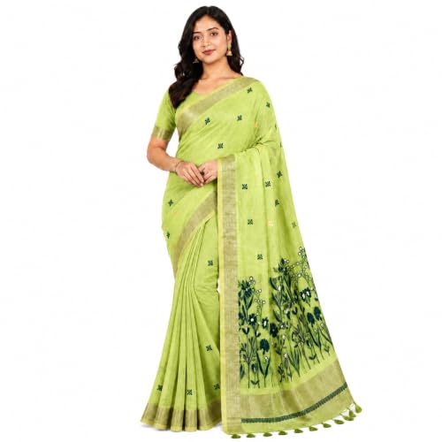 Image of Premium Cotton Jamdani Saree with Woven Floral Pallu & Matching Blouse Piece | Soft Lightweight Ethnic Wear for Women