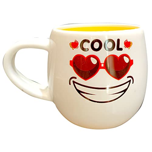 Image of Occasion White Emoji Smily Happy Ceramic Milk /Coffee /Tea /Juice Mug -250ML (Set of All 6 Emoji Mugs)