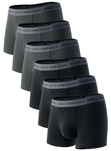 DAVID ARCHY Herren Boxershorts Baumwolle 6er Pack Elastisch Multipack Atmungsaktive Gute Passform Boxer Briefs Herren, Weich Stretch Retroshorts mit 35MM Komfortbund Hautfreundlich Alltag Sport