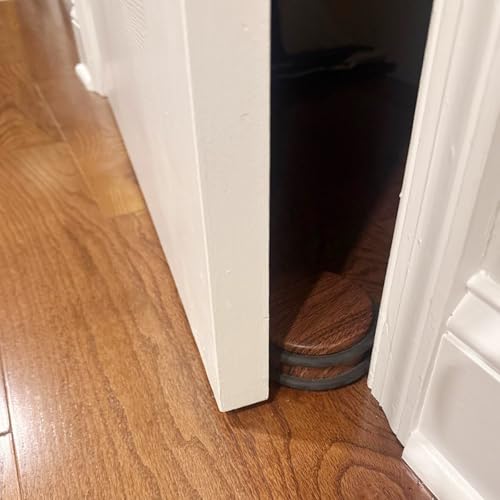 KINJOEK 4 PCS Heavy Duty Door Stopper, 4x2 Inch Decorative No Drill Door Stop with Protective Rubber Bands Anti-Slip Door Wedge for Office, Home, Garage, Laundry Door, Brown Texture, Stainless Steel by KINJOEK - Image 6