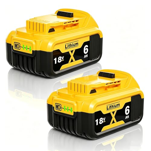 2 x 18V 6.0Ah Batteries DCB182 Replacement for Dewalt Battery 18V DCB184 DCB200 DCB180 DCB182 DCB181 DCB201 DCB204 DCB183 DCB185 DCB203 6000mAh Batteries with LED Indicator
