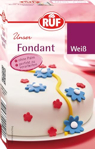 RUF Fondant weiß, zum Formen von Figuren, Blumen und Buchstaben geeignet, Modellierfondant, Rollfondant, ohne Palmöl, glutenfrei und vegan, 250g (1er Pack)