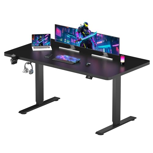 SANODESK 140x60cm Electric Standing Desk Height Adjustable Standing Desk Sit Stand Desk Home Office Desk with Memory Smart Pannel Splice Board