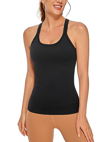 Amazon.com: CRZ YOGA Womens Seamless Ribbed Racerback Tank
