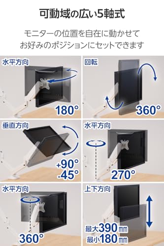 エレコム モニターアーム DPA-DL08WH