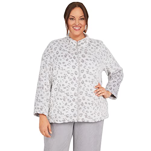 Alfred Dunner Women's Plus-Size Womens Leopard Funnel Neck Long Sleeve Jacket
