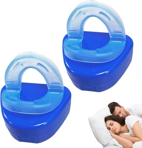 2-Pack Nighttime Mouth Guards for Teeth Grinding & Snore Relief Reusable Dental Sleep Mouthpiece with Storage Case Comfort-Fit Bite Guard for Clenching Sleep Apnea Aid