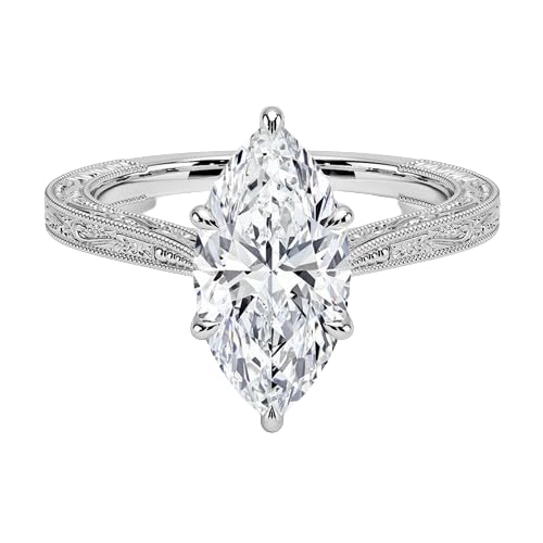 14K White Gold Halo Marquise Cut Moissanite Bridal Set, 3 CT, Wedding Ring for Women, Engagement Gift - Main Image