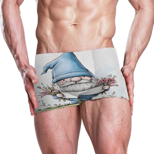 Blue Gnome Dwarfs Mens Swim Trunk Swimwear Bathing Suit Swim Brief Square Leg Board Short S S04073902