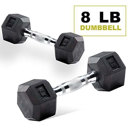 Prctz Rubber Encased Hex Dumbbell, 8Lbs Pair (8) #TOP5