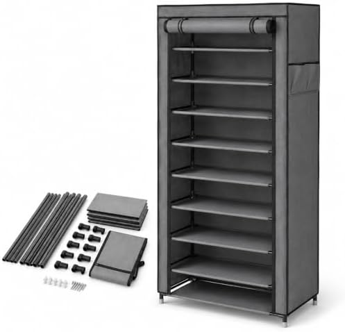 Sapateira Organizadora Vertical com Capa de Lona e Zíper, 9 Prate...