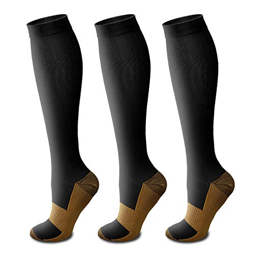 Copper Compression Socks for Men & Women (1/3/6 Pairs),15-20mmHg Best for Running,Sport,Nurse,Travel,Cycling (L/XL(US Women 8-15.5/US Men 8-14), 02 Green/Pink/Gray)