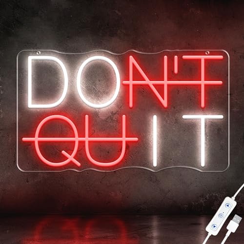 HAJAE Dimmable Don't Quit Neon Sign for Wall Decor, USB LED Light for Home Gym Bedroom Man Cave Office, DO IT Inspirational Gamer Room Decorations