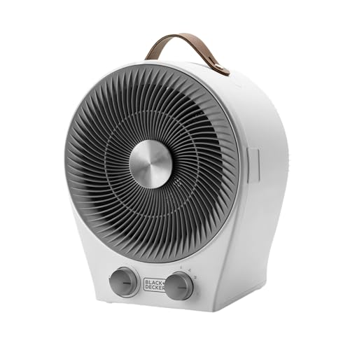 BLACK+DECKER BXFSH2000E: 2-i-1-värmare och fläkt, multifunktion, 2 värmeintensiteter, 2 ventilationshastigheter, justerbar termostat, 2000W, antitippsäkring, vit