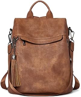 BROMEN Travel Backpack Purse for Women, PU Leather Anti Theft Large, Ladies Shoulder