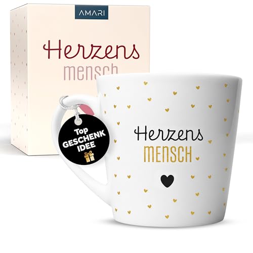 Amari Tasse Herzensmensch Geschenk für Freundin Partner & Familie Liebevoller Kaffeebecher Premium Keramiktasse 325 ml Spülmaschinenfest