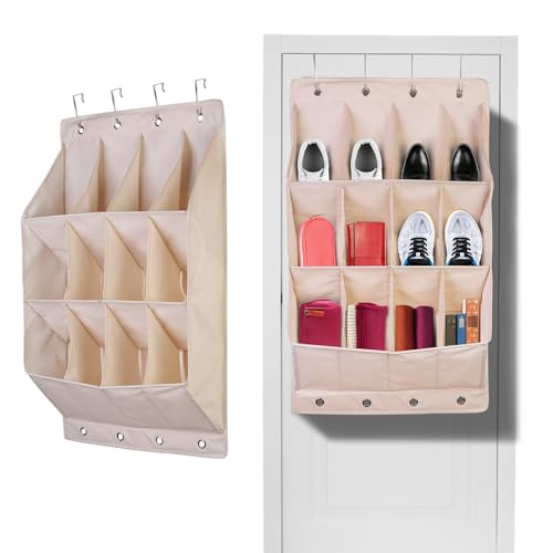 Mrooda Over The Door Shoe Organizer Hanging Shoe Organizer With 12 Large Pockets And 8 Metal Hooks Wall Shoe Rack cover