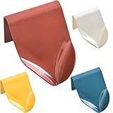 4 Stück Seifenschale mit Ablauf Ohne Bohren Wandmontage Seifenkiste Seifenhalter Schwammhalter für Badezimmer Küche Waschbecken Seifenhalterung - Weiß, Blau, Gelb, Rot