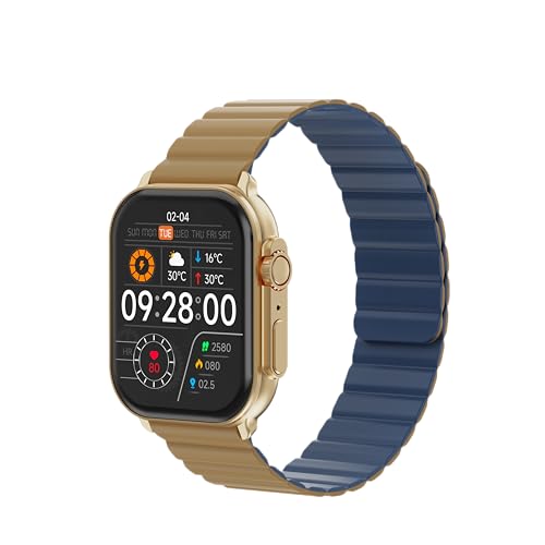 IMIKI Frame Pro SF1 Smartwatch für Herren und Damen – 2,1 Zoll AMOLED-Display, Bluetooth-Konnektivität, magnetisches Armband, Messung von Blutsauerstoff und Herzfrequenz, Android und iOS, Pink Gold