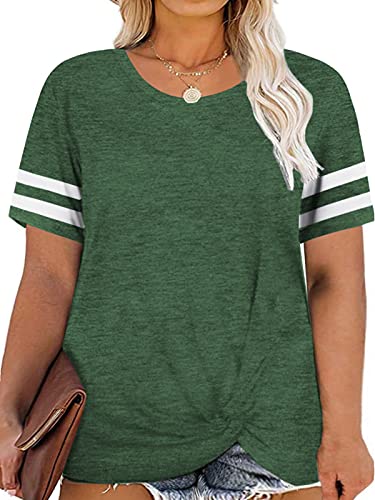 Plus Size T Shirts for Women Summer Casual Tops Loose Fit Tees Green 20W
