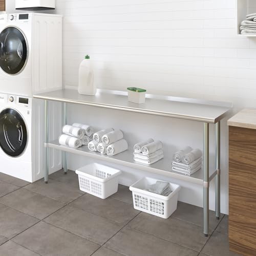Image of AmGood Stainless Steel Work Table | Metal Utility Table (72 inch Long x 18 inch Deep)