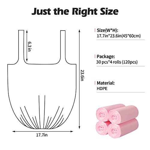 2-4 Gallon Portable Trash Bags,120 Counts Thicken Portable Small Garbage Bags For Office, Kitchen,Bedroom Trash Can,Strong Trash Bags（Pink） #TOP3