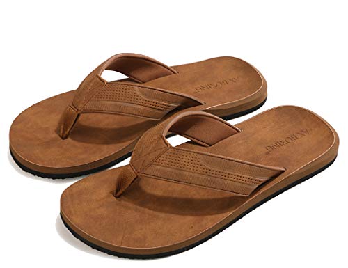 Ax Boxing Mens Flip Flops Leather Thong Sandals Casual Comfort Slides Slippers Yellow 12 #TOP1
