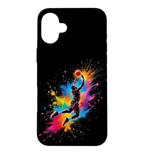 Colorful Dunking Player Splash Art Case for iPhone 16 Plus