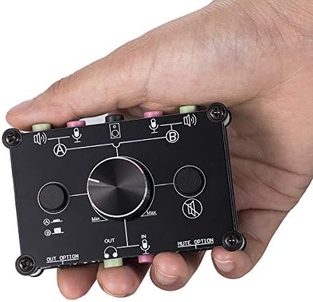 Nobsound Little Bear MC1023 2-Way Audio Microphone Headset Speaker MIC Switcher Headphone Switch Hub Volume Control Controller Selector 3.5mm RCA Advanced Version