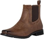 J's.o.l.e Cowboy Boots for Men Square Toe Chelsea Boots Western Fashion Casual Work Ankle Boots