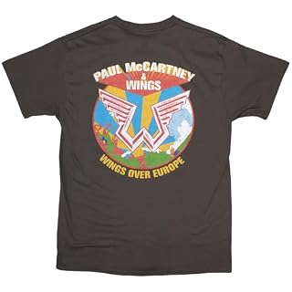 Rock Off officially licensed products Men’s Paul McCartney Wings Over Europe T-Shirt Charcoal Grey - Les Beatles, Paul McCartney, John Lennon, RIngo Starr, George Harrison