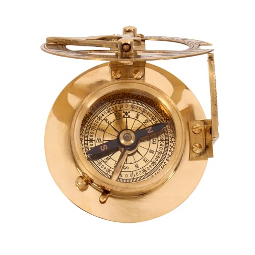 3\" Solid Brass Sundial Compass Round Traveler Gift Nautical Collectibles Pirate Navigation Sun Dial