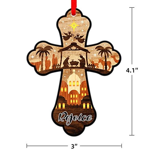 Flyab Nativity Scene Christmas Ornaments 3" Christian Christmas Ornaments Cross Religious Christmas Ornaments For Christmas Tree Birth Of Jesus Holy Family Jesus Ornament For Kids Friends Family #TOP7