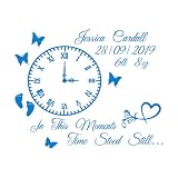 Adesivo da parete personalizzato per la famiglia in questo momento Il tempo si è fermato Orologio da parete Decalcomania Cuore Flora Vinile Asilo nido per bambini Extra Large - 70x87 cm