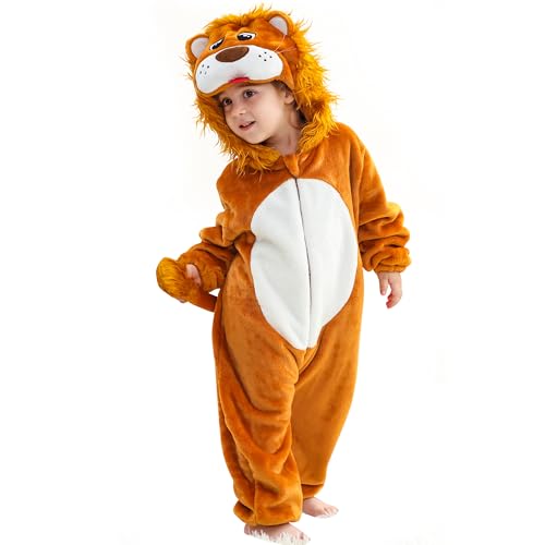 BETTERFUN Baby Animal Romper Toddler Infant Cartoon Jumpsuit Flannel Christmas Outfits 2-3T, Lion